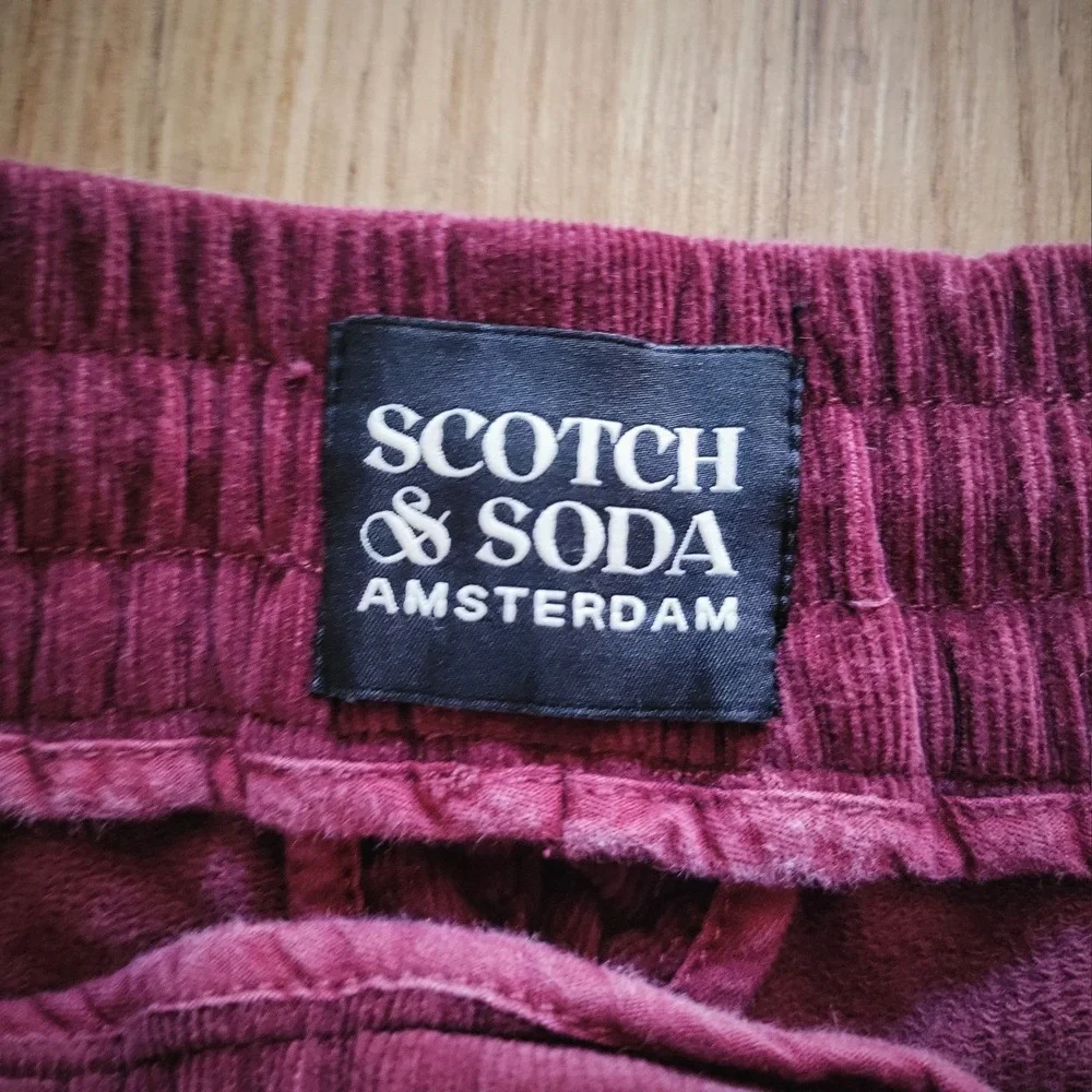 Scotch & Soda Corduroy Pants Mens XL Burgundy Purple Drawstring Trousers Casual‎
